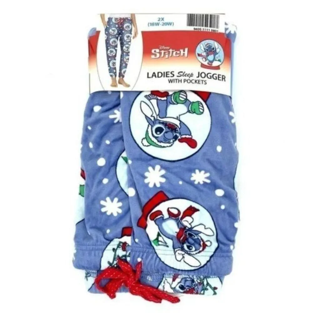 Disney Lilo and Stitch Christmas Holiday Jogger Pajama Pants Women’s Size XL New - Picture 4 of 10